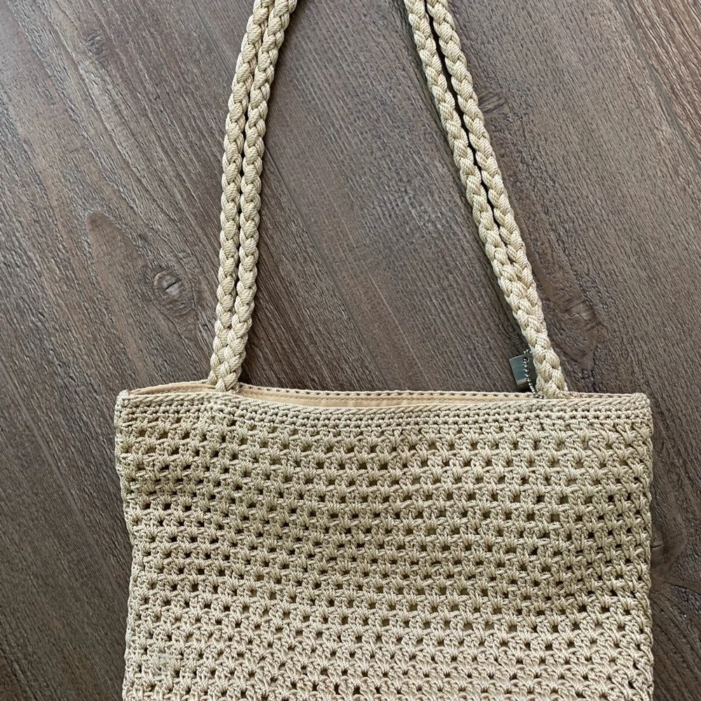 Lina Elegant Tan Crochet Tote Bag